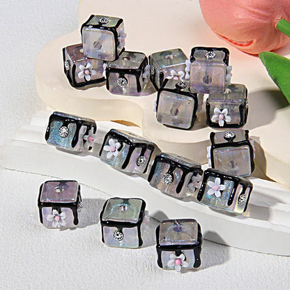 Handmade Drop Glue Cube Transparent Acrylic Beads