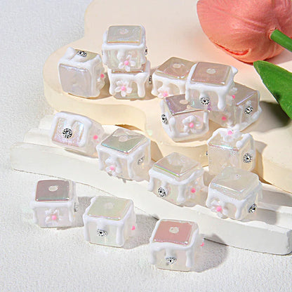 Handmade Drop Glue Cube Transparent Acrylic Beads