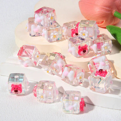 Handmade Drop Glue Cube Transparent Acrylic Beads