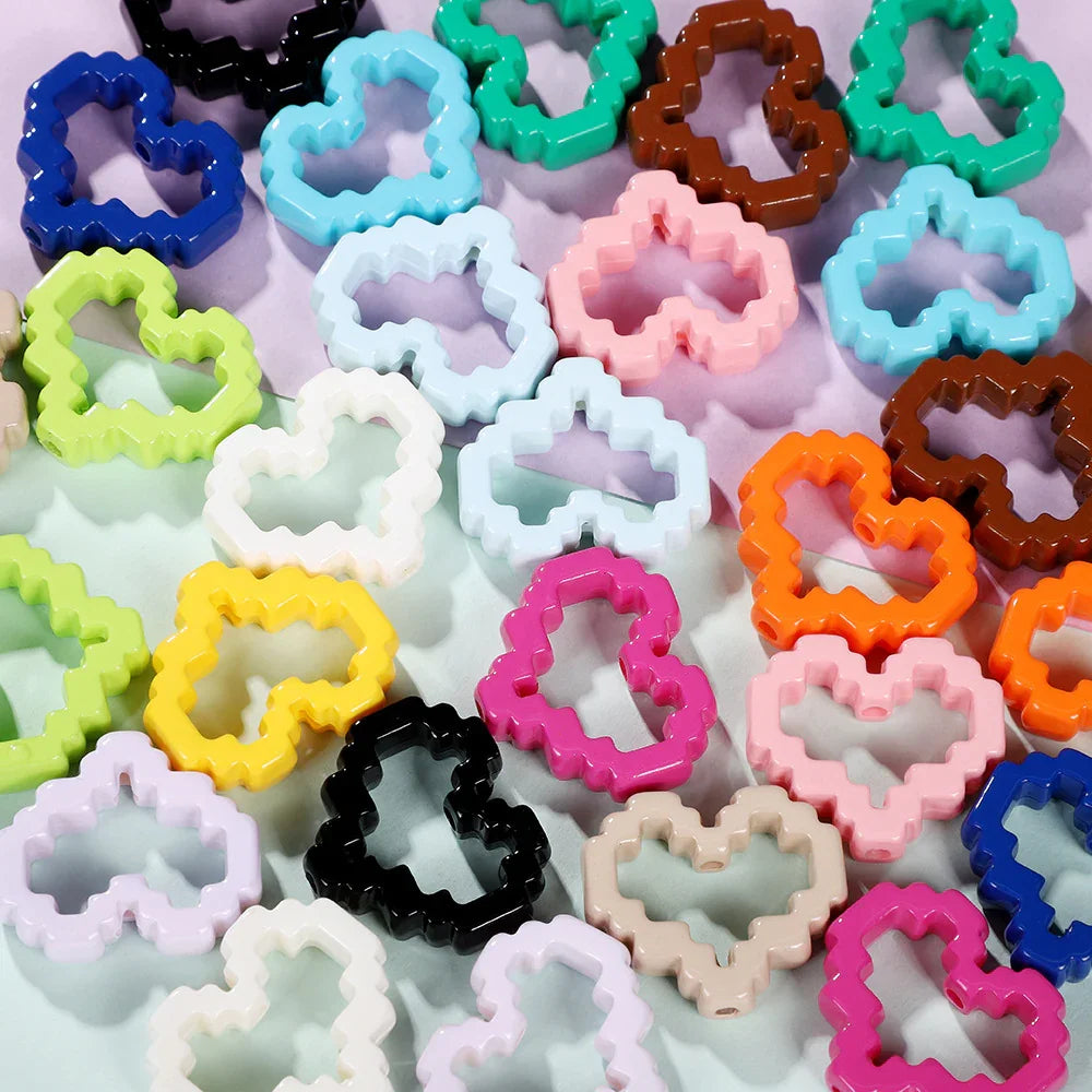 Pixel Heart Frame Paint Beads Acrylic Beads