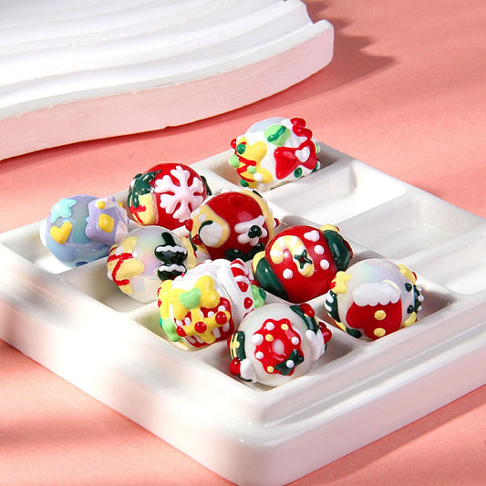 Christmas Hand-painted Beads Beaded Handmade Loose Beads