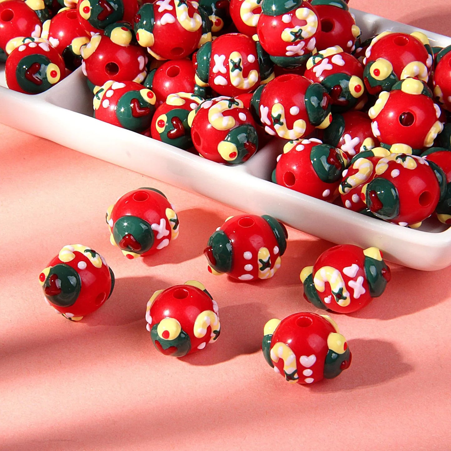 Christmas Hand-painted Beads Beaded Handmade Loose Beads