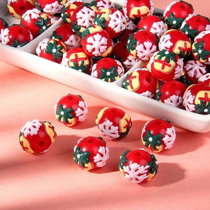 Christmas Hand-painted Beads Beaded Handmade Loose Beads