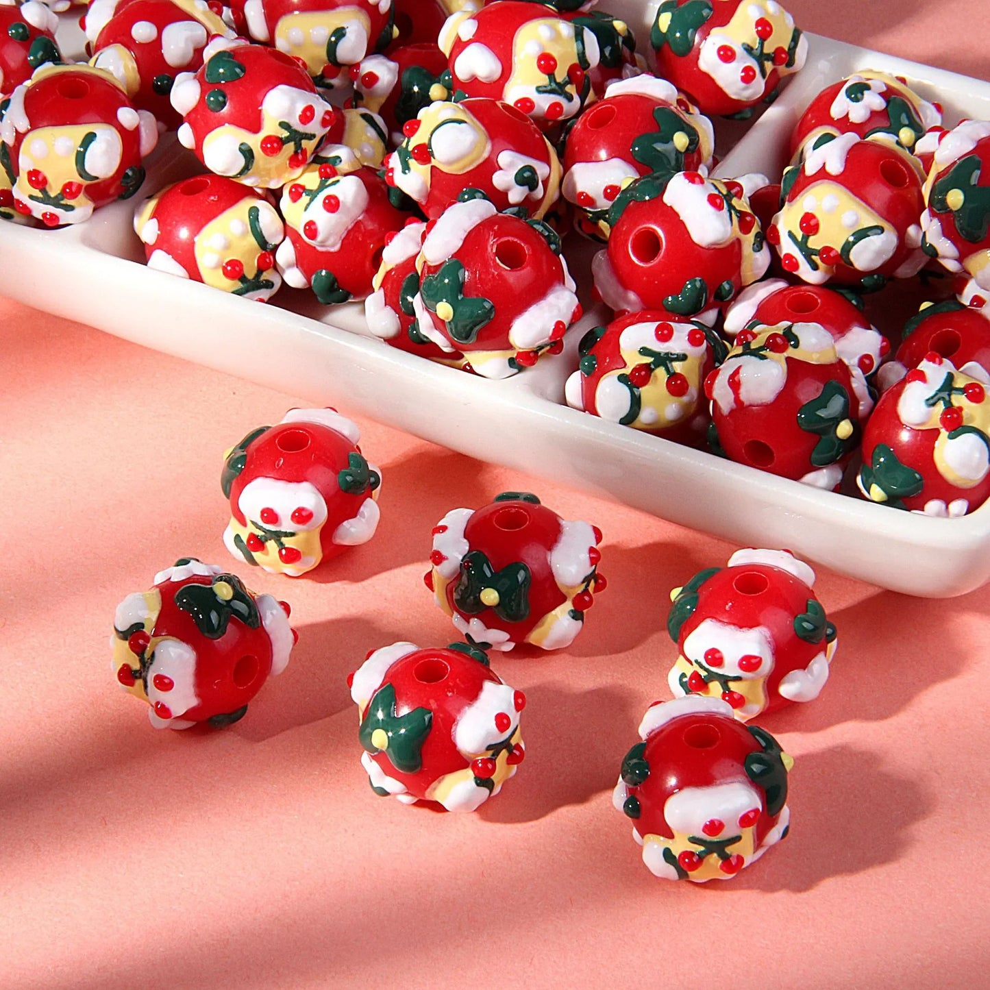 Christmas Hand-painted Beads Beaded Handmade Loose Beads