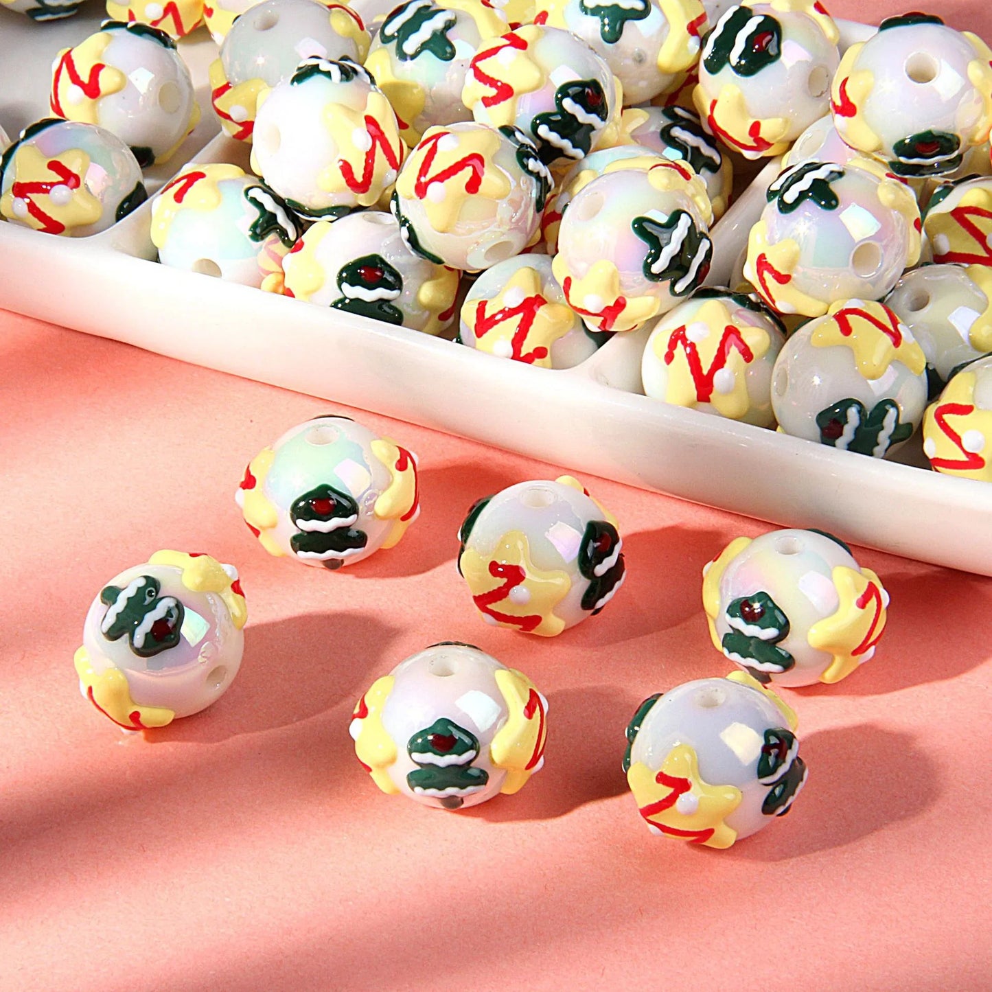 Christmas Hand-painted Beads Beaded Handmade Loose Beads