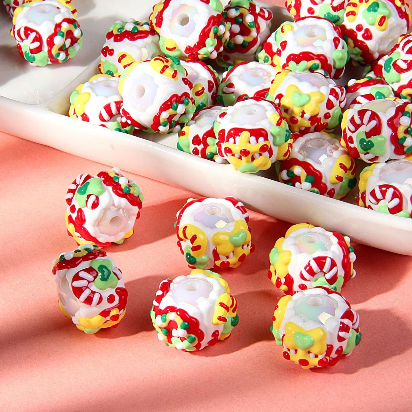 Christmas Hand-painted Beads Beaded Handmade Loose Beads