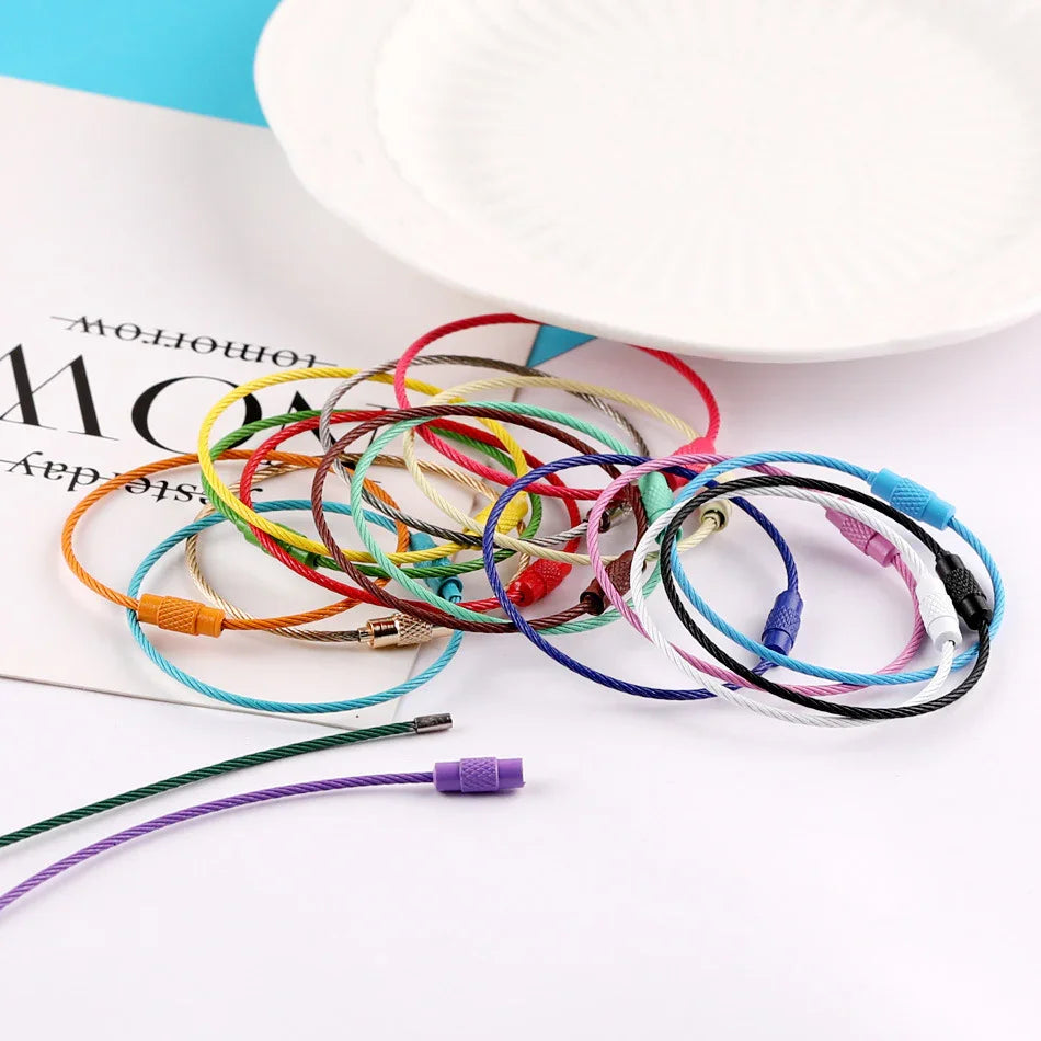 Multicolour Beaded Charm Flip Cables - (110 Cables - 6 Inches X 1.5mm | DIY Bead Bracelet Keychain & Jewelry Craft Supply