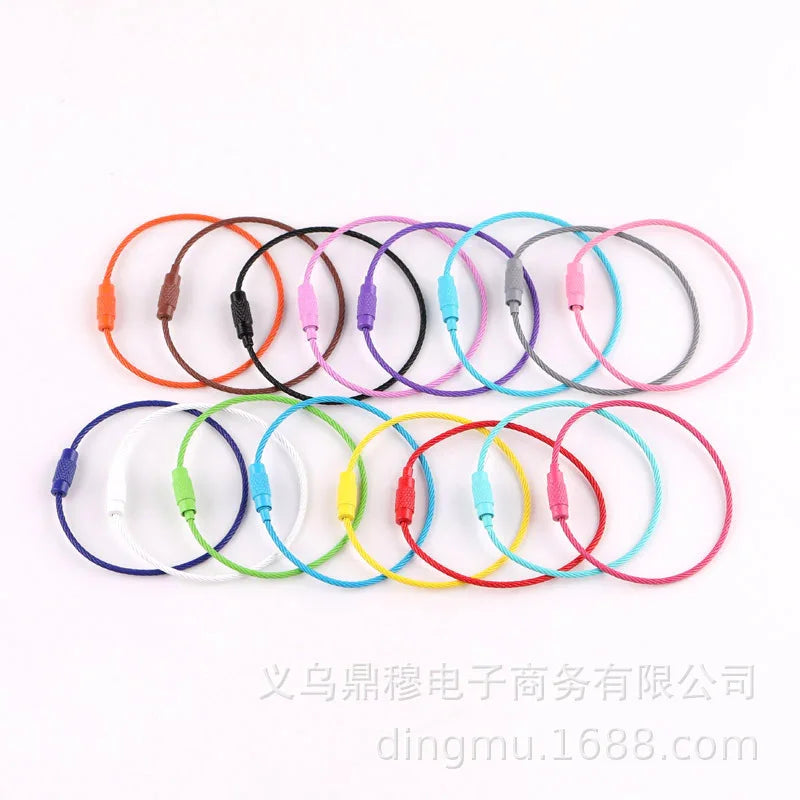 Multicolour Beaded Charm Flip Cables - (110 Cables - 6 Inches X 1.5mm | DIY Bead Bracelet Keychain & Jewelry Craft Supply