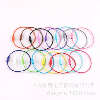 Multicolour Beaded Charm Flip Cables - (5 Cables - 6 Inches X 1.5mm Thick)