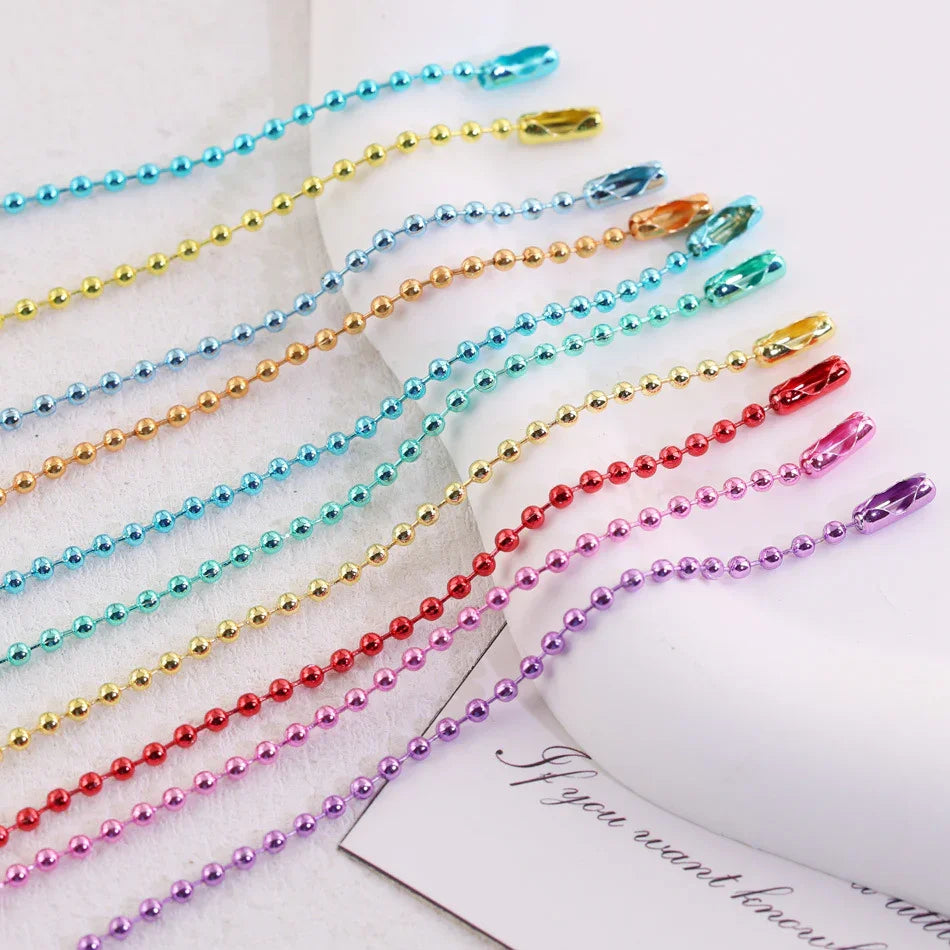 Color Metal Electrophoresis Ball Chain (5 Cables - 4.7 "x 2.4cm Thick) | DIY Bead Bracelet Keychain & Jewelry Craft Supply