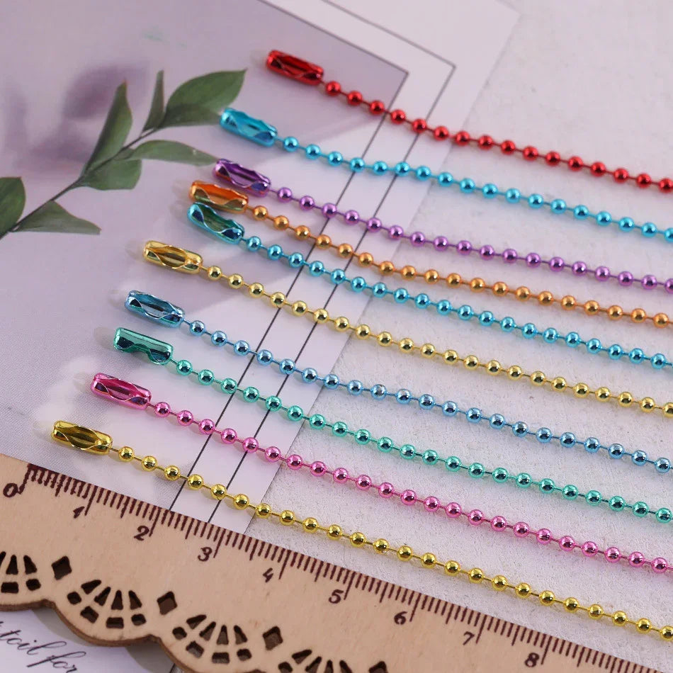 Color Metal Electrophoresis Ball Chain (5 Cables - 4.7 "x 2.4cm Thick) | DIY Bead Bracelet Keychain & Jewelry Craft Supply