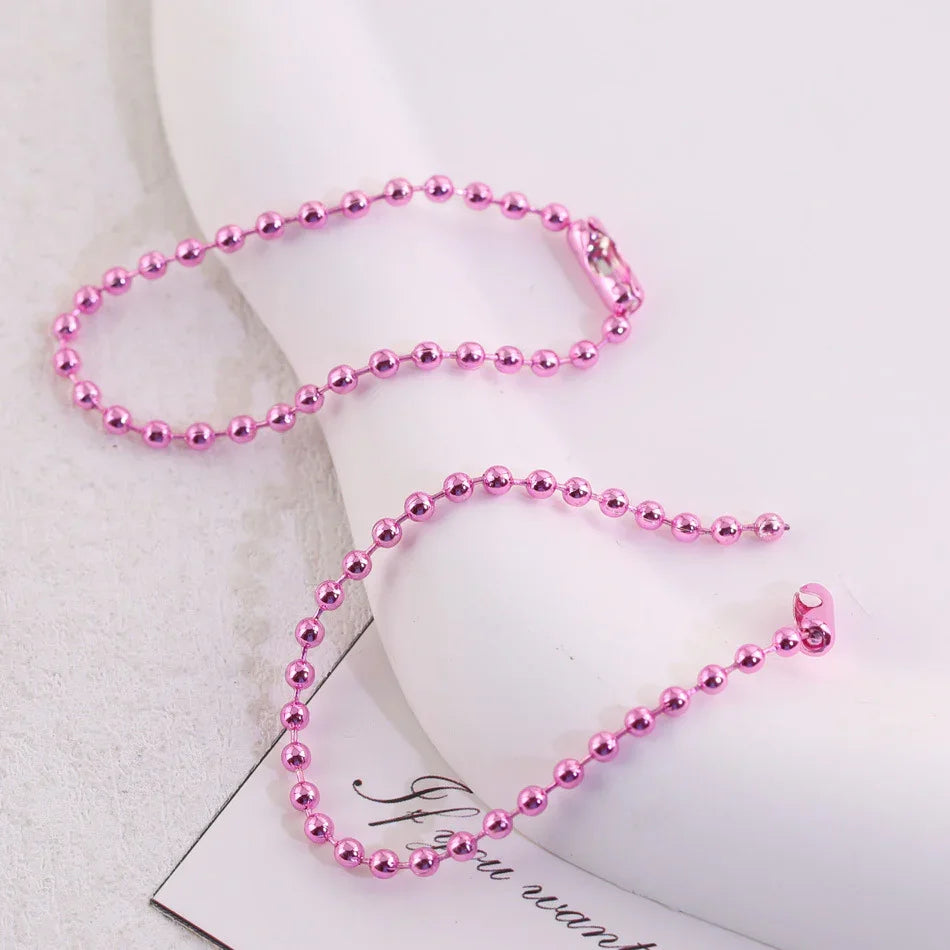 Color Metal Electrophoresis Ball Chain (5 Cables - 4.7 "x 2.4cm Thick) | DIY Bead Bracelet Keychain & Jewelry Craft Supply