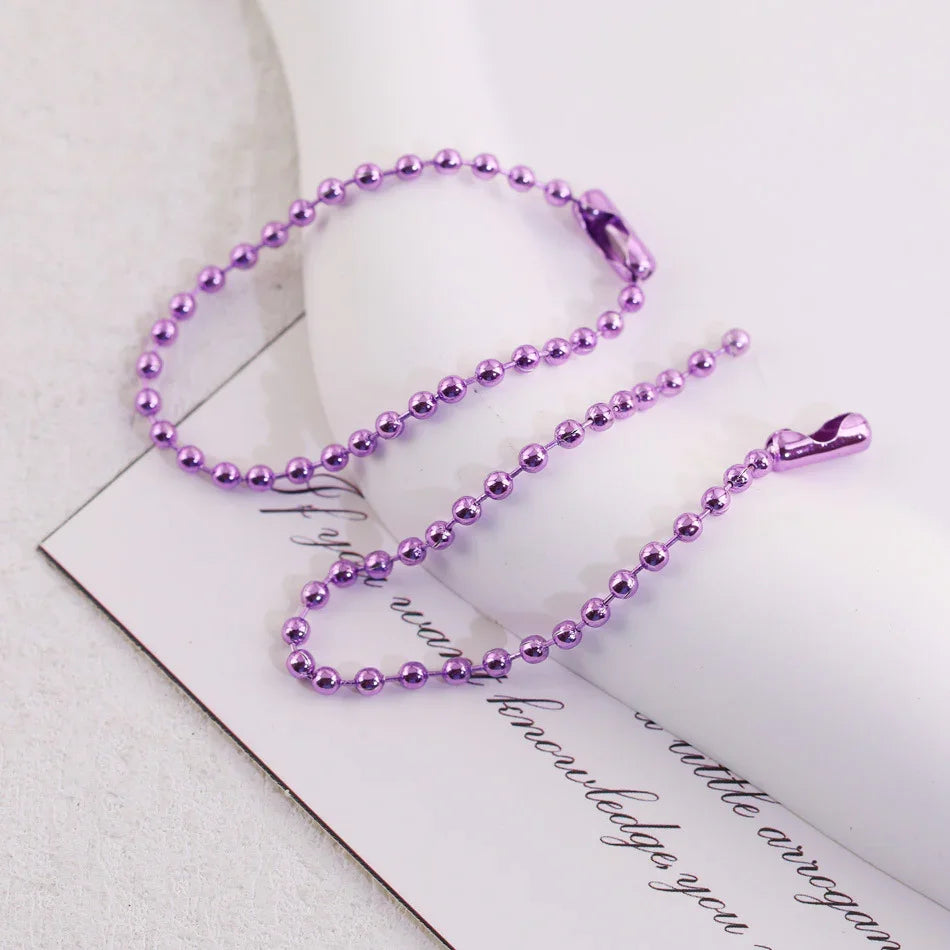 Color Metal Electrophoresis Ball Chain (5 Cables - 4.7 "x 2.4cm Thick) | DIY Bead Bracelet Keychain & Jewelry Craft Supply