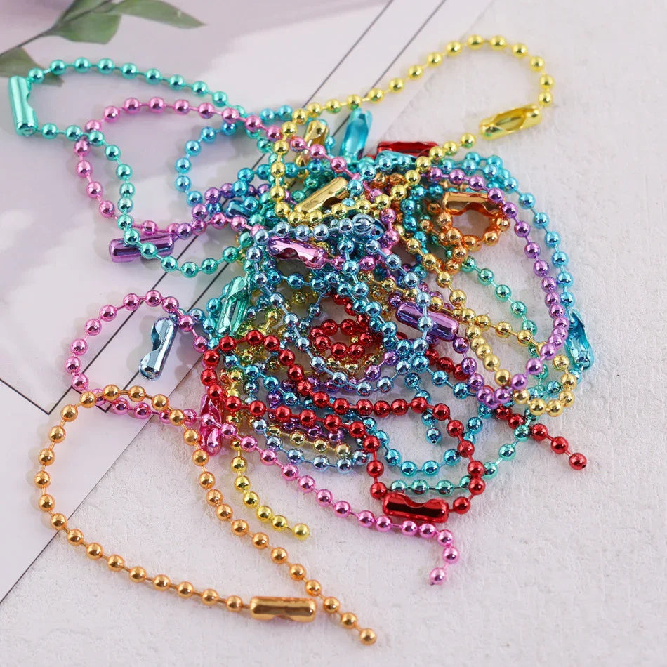Color Metal Electrophoresis Ball Chain (5 Cables - 4.7 "x 2.4cm Thick) | DIY Bead Bracelet Keychain & Jewelry Craft Supply