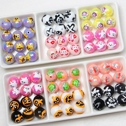 16mm   23 models   Halloween Theme Hand Painted Beaded Beads Scattered Beads Pumpkin Ghost Beads