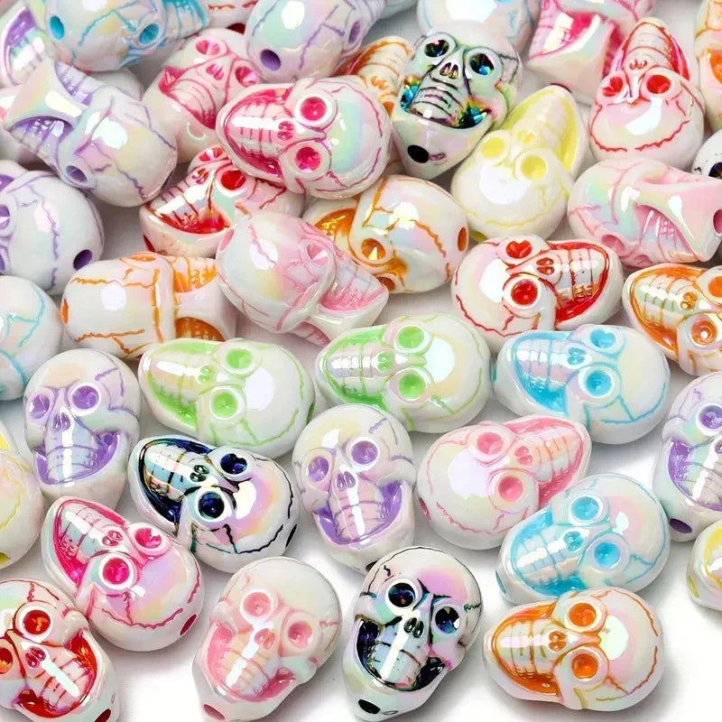Halloween Acrylic Colorful Skull Ghost Beads | Acrylic Bead for DIY Bracelet Keychain Jewelry Making