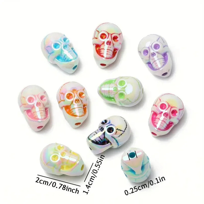 Halloween Acrylic Colorful Skull Ghost Beads | Acrylic Bead for DIY Bracelet Keychain Jewelry Making