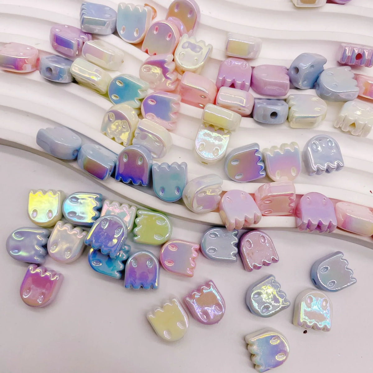 UV Plating Acrylic Halloween Small Ghost Beads | DIY Sports Fan Bracelet & Keychain Craft Bead