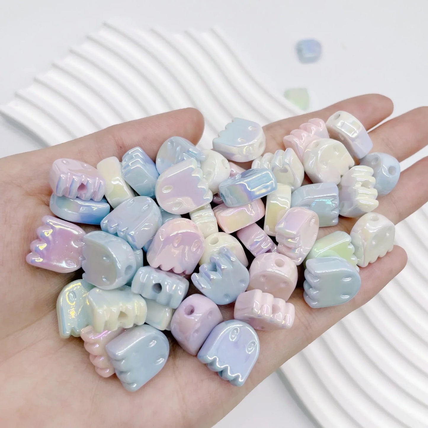 UV Plating Acrylic Halloween Small Ghost Beads
