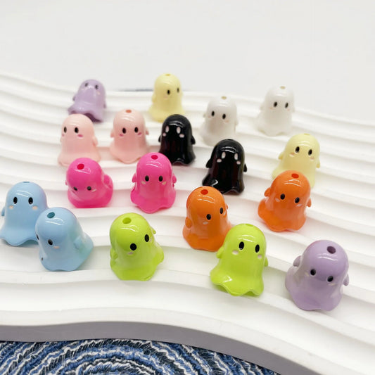 Halloween Series Color Paint Three-dimensional Small Ghost Acrylic Beads