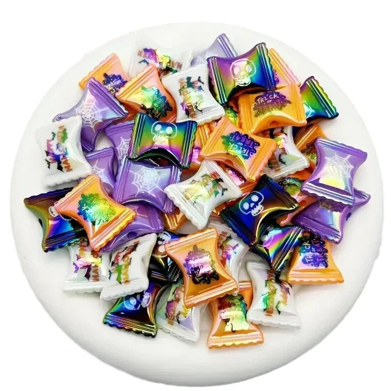 Plating UV Color Halloween Candy Beaded | DIY Sports Fan Bracelet & Keychain Craft Bead