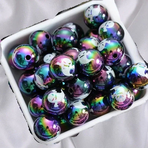 UV Color Plated Acrylic Halloween Print Kid Beads