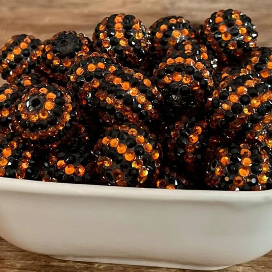 16-22MM Resin Diamond Ball Beads Halloween Orange Black Striped Diamond Ball Beads Chunky Beads