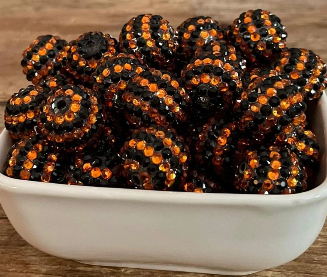 16-22MM Resin Diamond Ball Beads Halloween Orange Black Striped Diamond Ball Beads Chunky Beads
