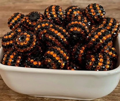 16-22MM Resin Diamond Ball Beads Halloween Orange Black Striped Diamond Ball Beads Chunky Beads