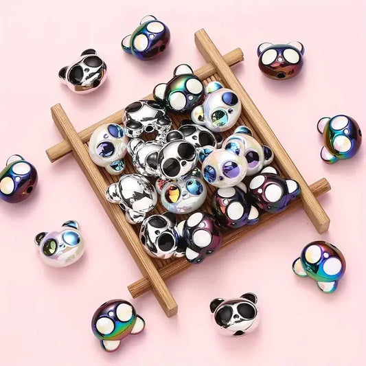 Acrylic Oil Drop Panda Vertical Hole Beads