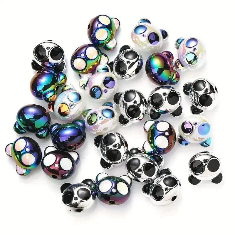 Acrylic Oil Drop Panda Vertical Hole Beads
