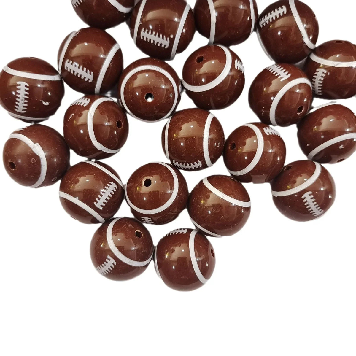 20MM Acrylic Brown Rugby Print Beads | Acrylic Bead for DIY Bracelet Keychain Jewelry Making