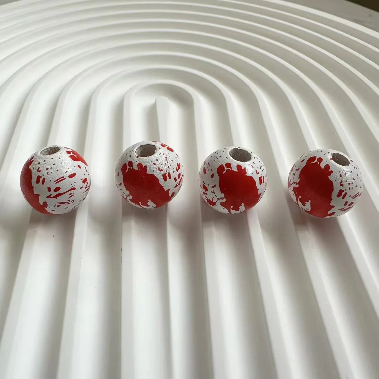 Halloween Print Wooden Beads Pumpkin Spider Web Skull Beads DIY Accessories Beaded