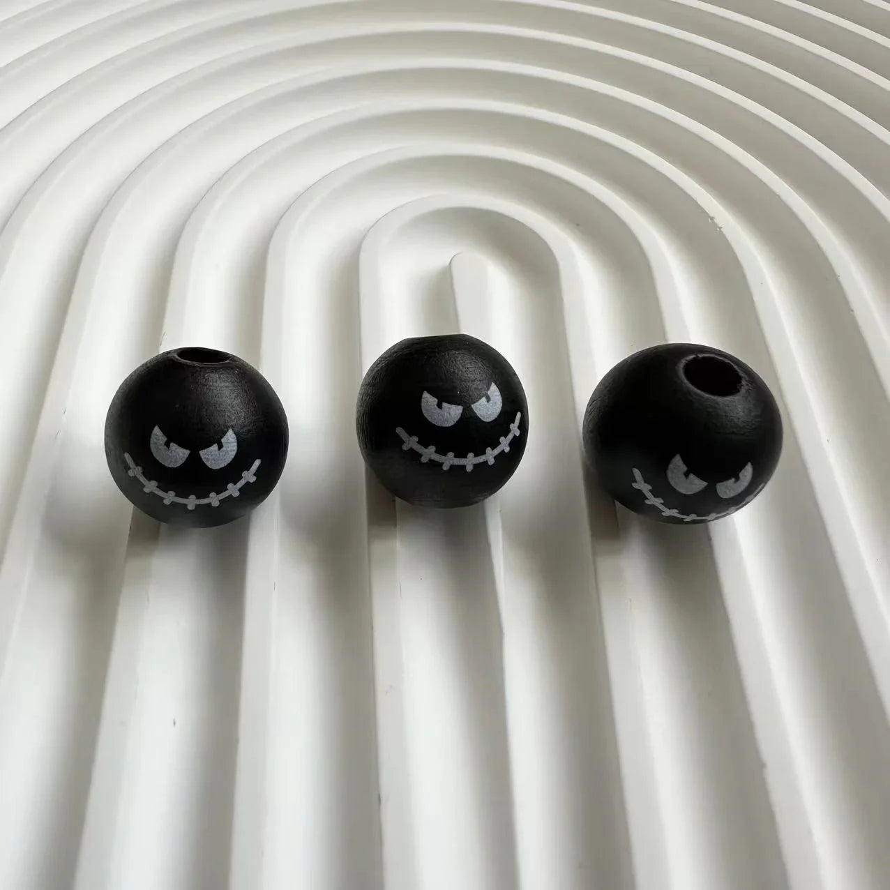 Halloween Print Wooden Beads Pumpkin Spider Web Skull Beads DIY Accessories Beaded