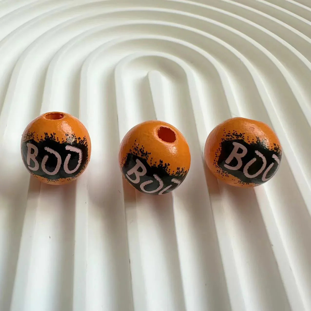 Halloween Print Wooden Beads Pumpkin Spider Web Skull Beads DIY Accessories Beaded