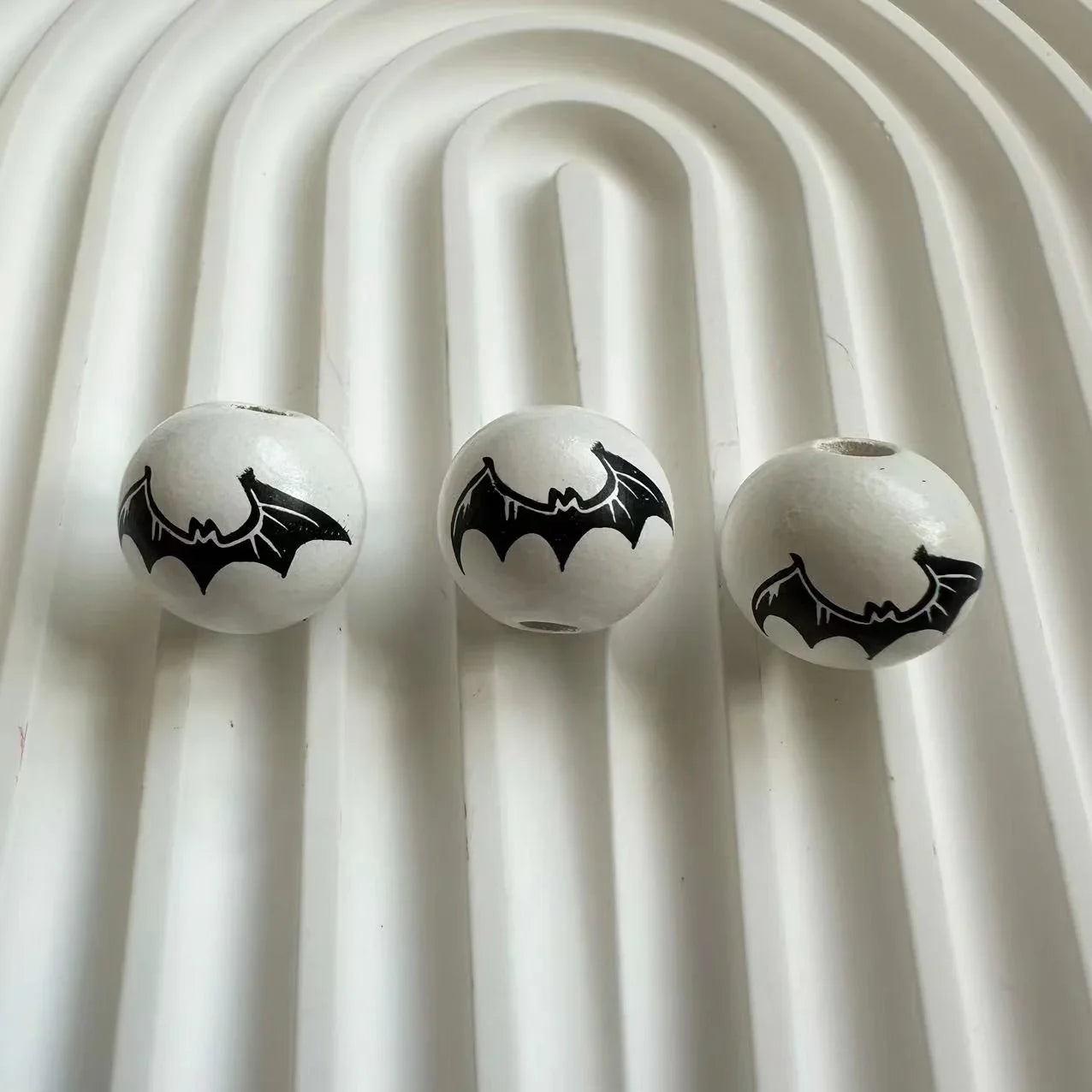 Halloween Print Wooden Beads Pumpkin Spider Web Skull Beads DIY Accessories Beaded