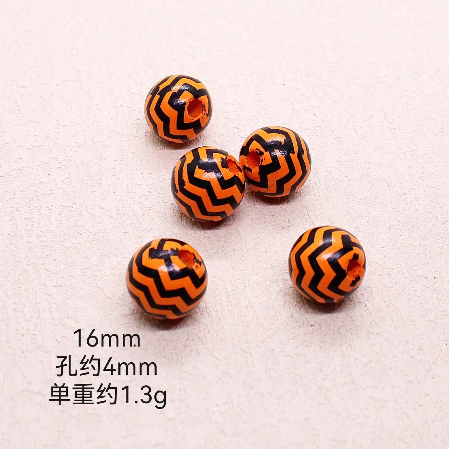 Halloween Print Wooden Beads Pumpkin Spider Web Skull Beads DIY Accessories Beaded