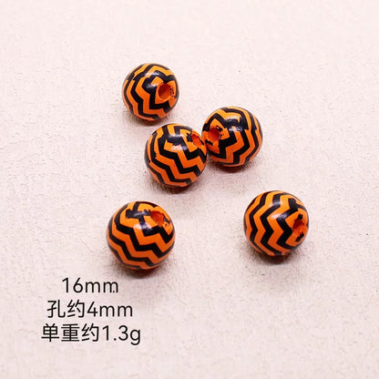 Halloween Print Wooden Beads Pumpkin Spider Web Skull Beads DIY Accessories Beaded