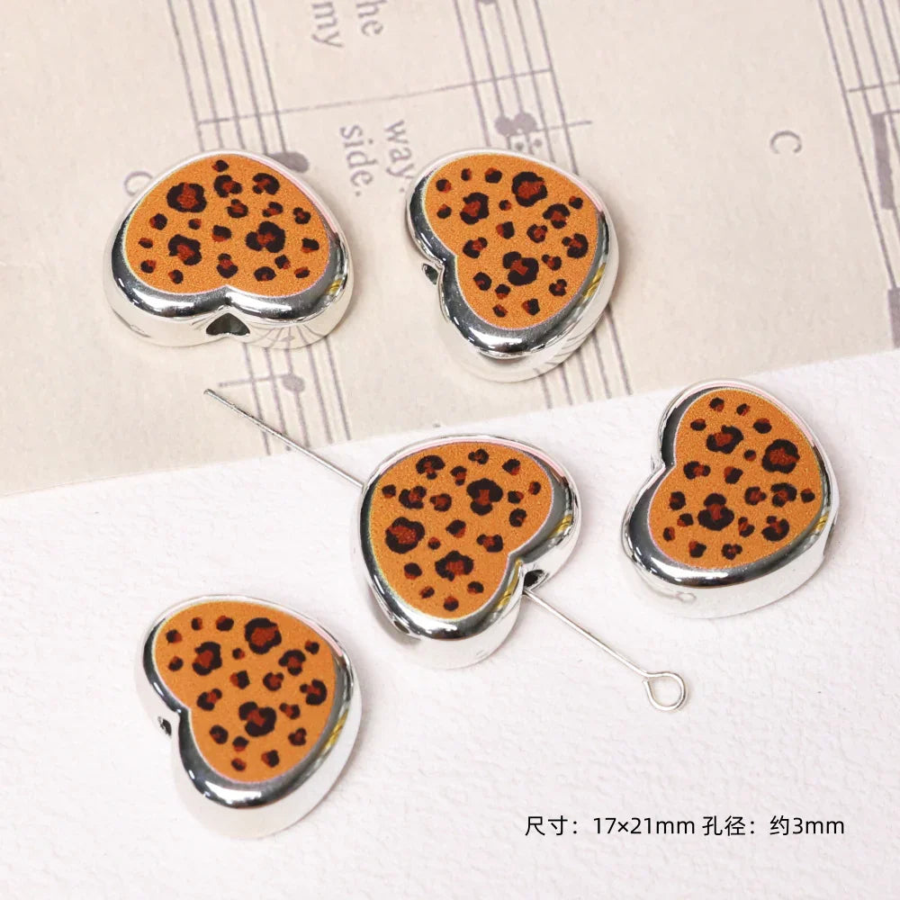 Autumn and Winter Leopard Series Loose Beads Love Square Beads Round Beads