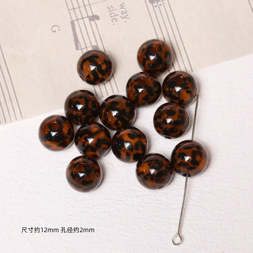 Autumn and Winter Leopard Series Loose Beads Love Square Beads Round Beads