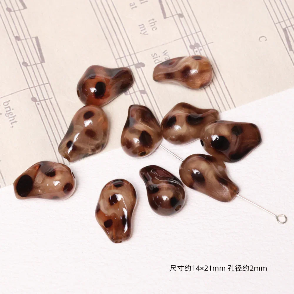 Autumn and Winter Leopard Series Loose Beads Love Square Beads Round Beads
