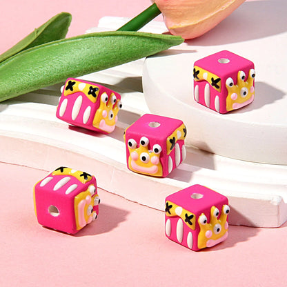18MM Matte Square Hand Painted Beads Mobile Phone Chain Beads