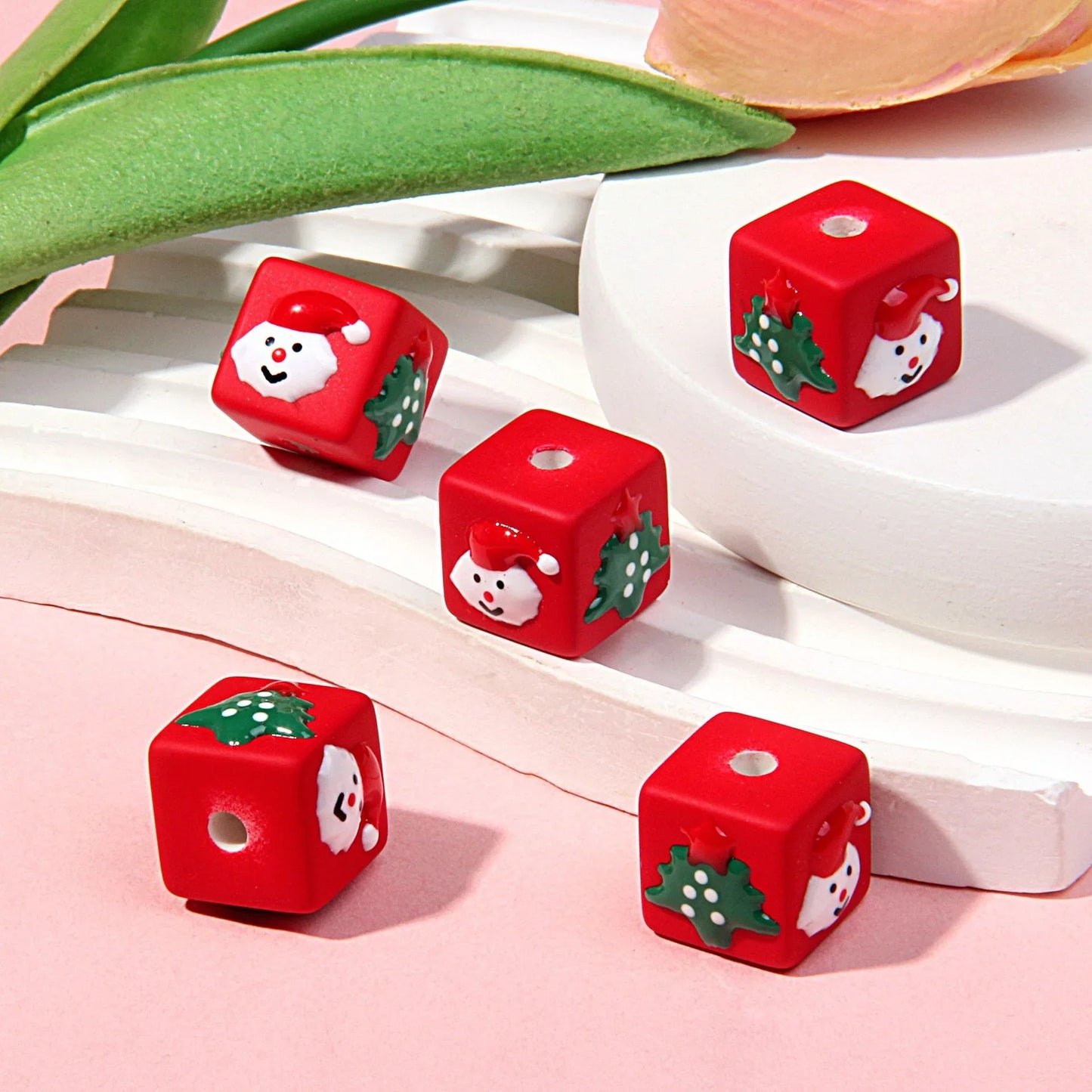 18MM Matte Square Hand Painted Beads Mobile Phone Chain Beads