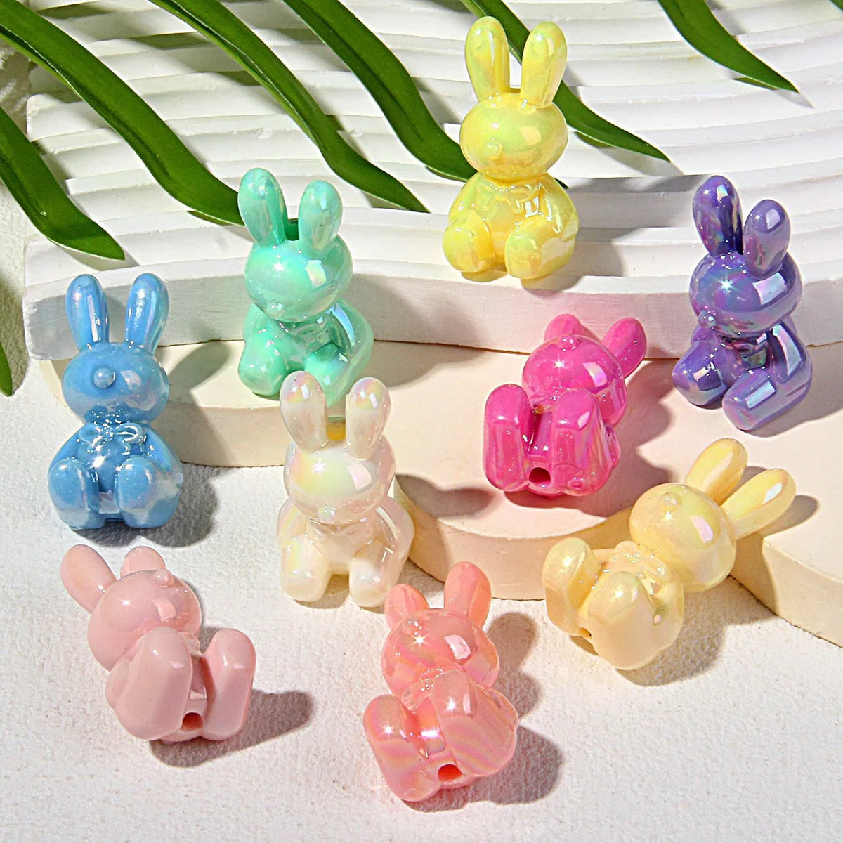 UV-plated Luminous Bunny Beads | DIY Sports Fan Bracelet & Keychain Craft Bead