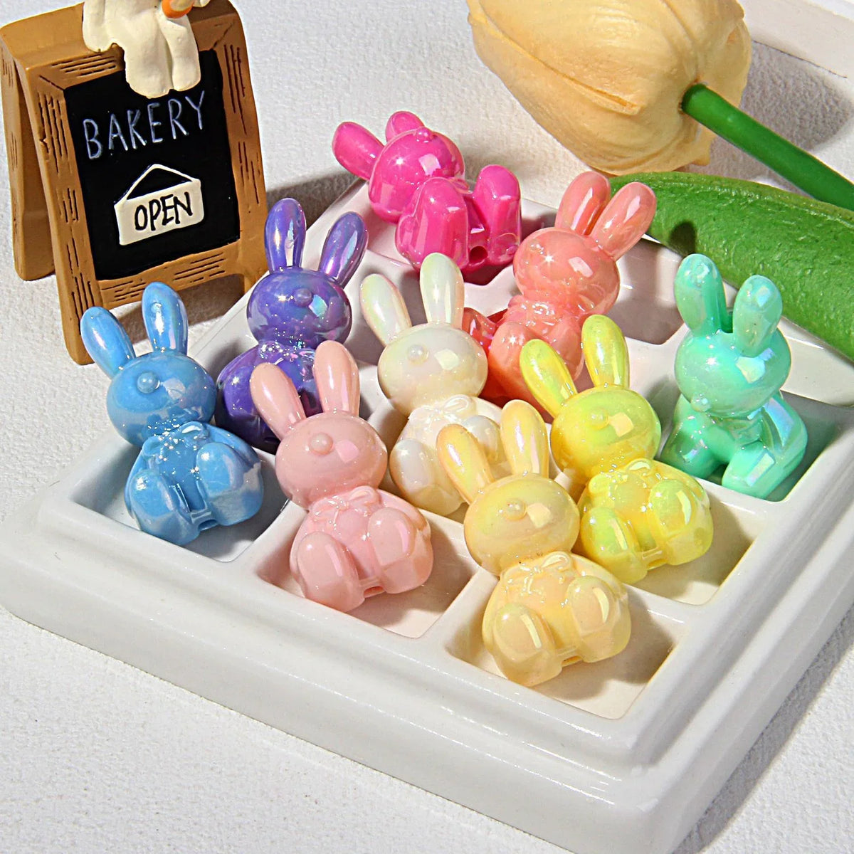UV-plated Luminous Bunny Beads | DIY Sports Fan Bracelet & Keychain Craft Bead