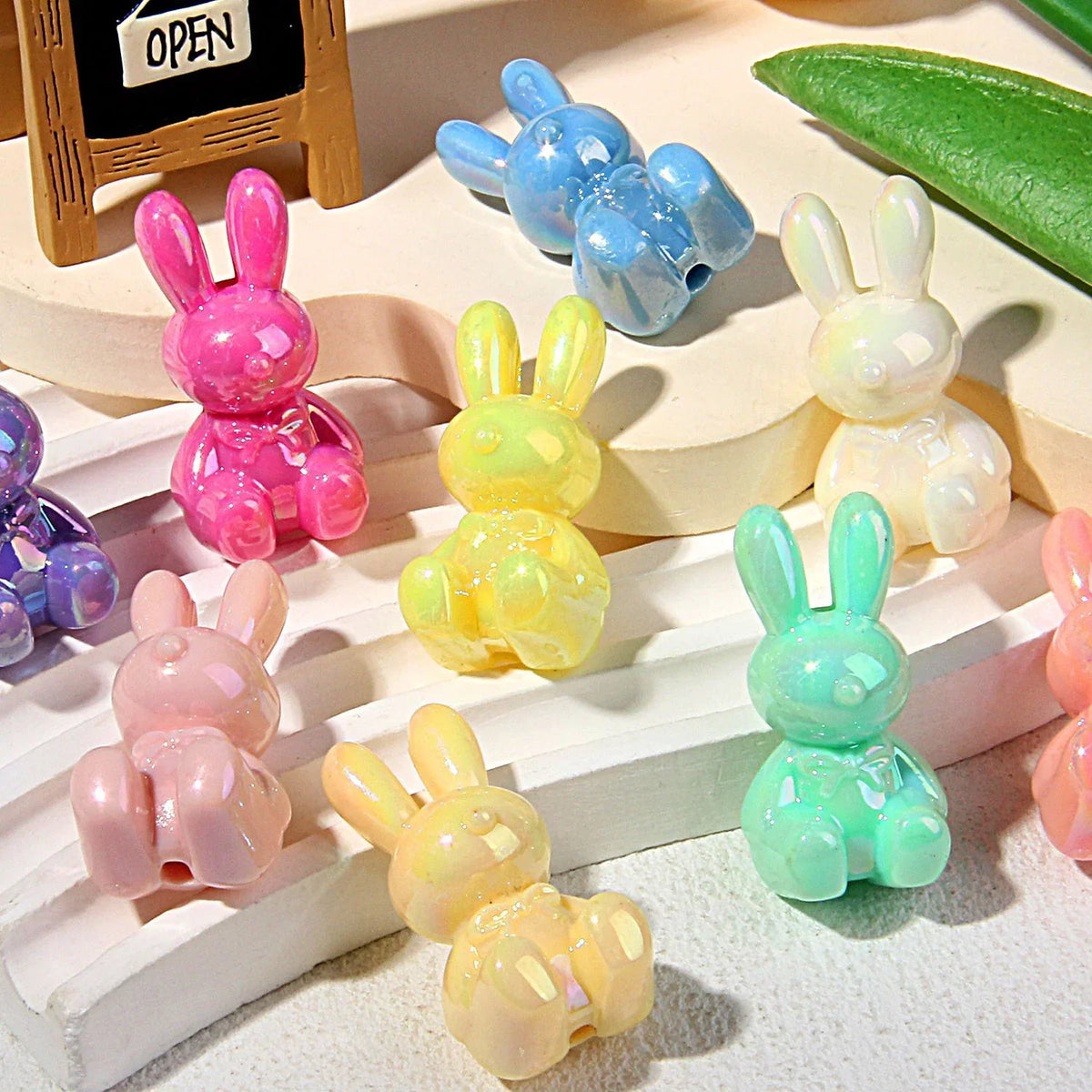 UV-plated Luminous Bunny Beads | DIY Sports Fan Bracelet & Keychain Craft Bead