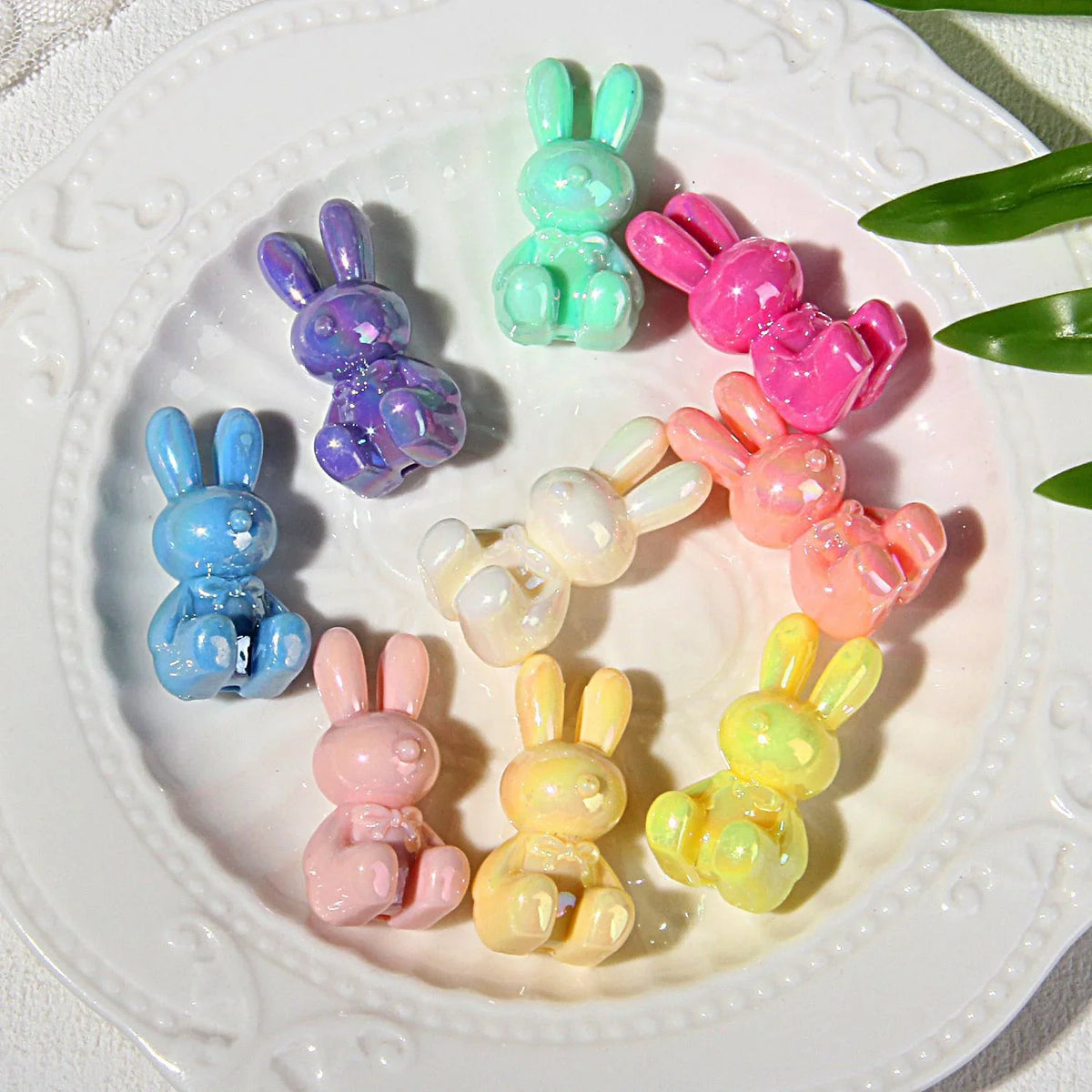 UV-plated Luminous Bunny Beads | DIY Sports Fan Bracelet & Keychain Craft Bead