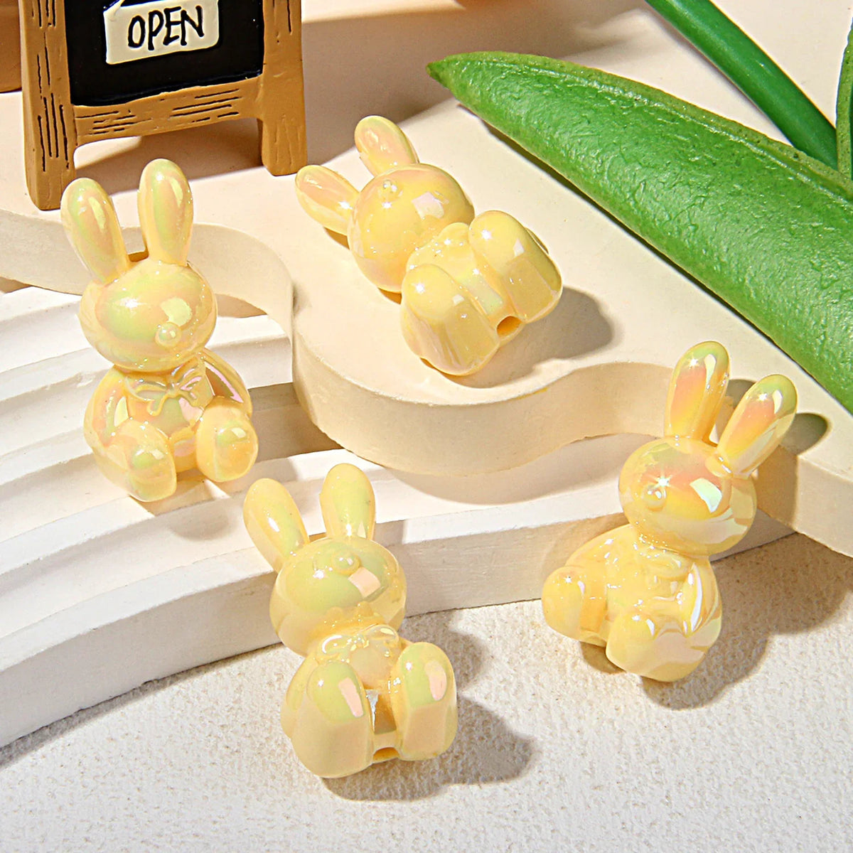 UV-plated Luminous Bunny Beads | DIY Sports Fan Bracelet & Keychain Craft Bead