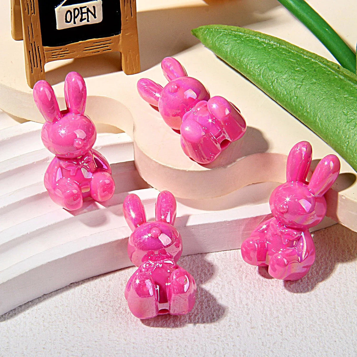UV-plated Luminous Bunny Beads | DIY Sports Fan Bracelet & Keychain Craft Bead