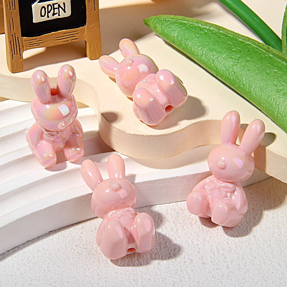 UV-plated Luminous Bunny Beads | DIY Sports Fan Bracelet & Keychain Craft Bead